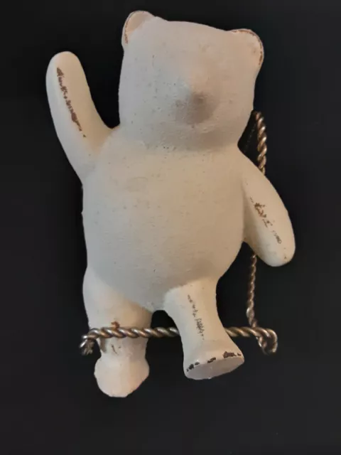 Vintage Small Cast Iron Bear Wall Hanger Hook Distressed