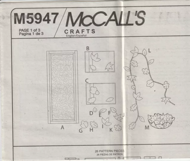 Manteles De Otoño Guirnaldas Runner Tazón Y Hojas Patrón Mccalls 5947 Adornos 3