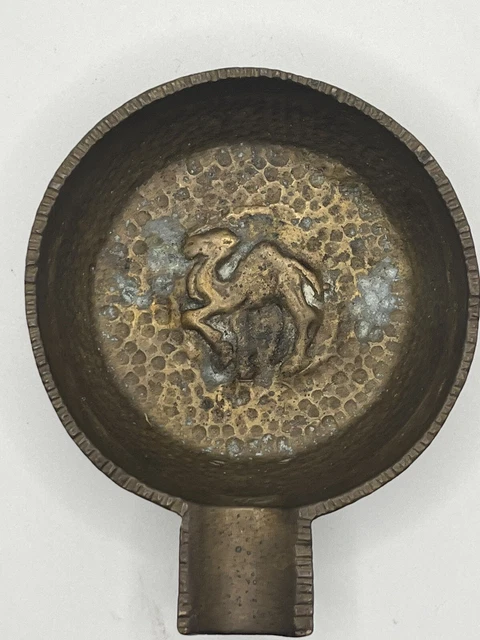 Vintage Israel Oppenheim Brass Hand Made Ashtray Camel