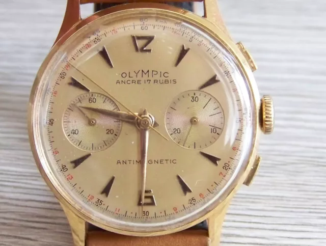 Armbanduhr OLYMPIC Chronographe Gold  18k 0 .750 Vintage Antimagnetic UhrwerkL51