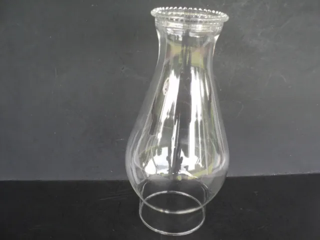 Clear Glass Oil Lamp Chimney with Beaded Top 2 7/8" OD Base x 8 1/2" High FREE S