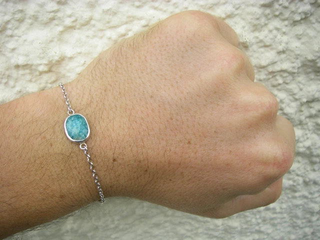 Bracelet Manchette Articulé En Laiton Argenté - Style Ethnique Pérou, Occasion