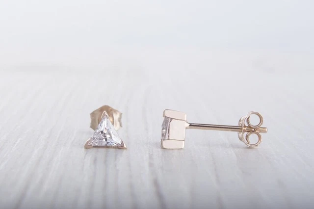 2CT Lab created diamond Stud Push Back Engagement earring 14k white gold plated