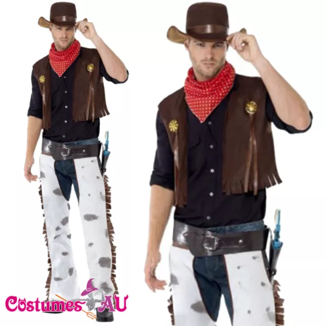 Cowboy Wild West Costume Mens Sheriff Gunslinger Texas Rodeo Adult Fancy Dress