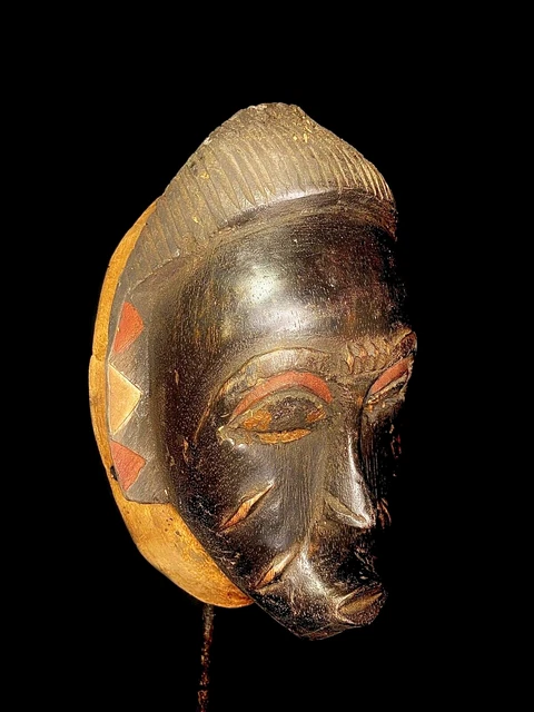 African mask antiques tribal Face vintage Wood Carved baule guro female--5476