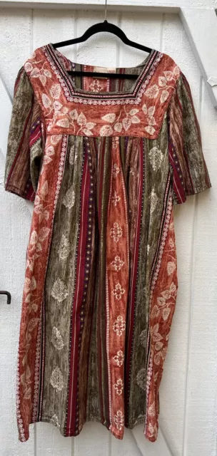 The Vermont Country Store Hawaiian Cotton Caftan House Dress 3X Cottage Core