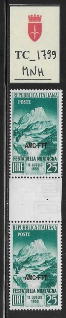 TC_1799. TRIESTE FTT. Gutter pairs of 25 Lire 1953 "FESTA MONTAGNA". MNH