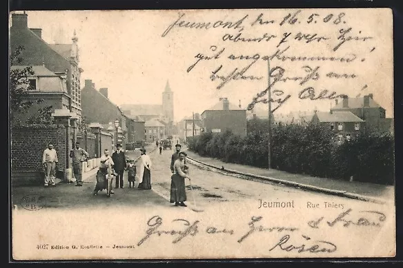 CPA Jeumont, Rue Thiers 1908