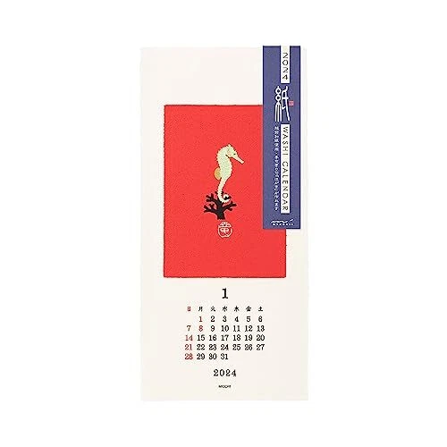 MIDORI 2024 CALENDAR Wall Hanging Echizen Washi Animal Pattern 31298006
