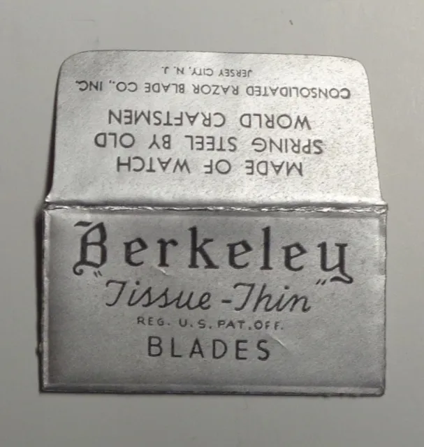 Vintage Razor Blade BERKELEY TISSUE THIN Consolidated Blade Co One Wrapped Blade