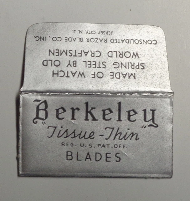 Vintage Razor Blade BERKELEY TISSUE THIN Consolidated Blade Co One Wrapped Blade