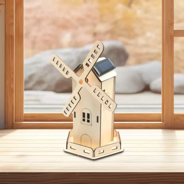 Solar Power Windmill Model DIY Wooden Science Experiment Model Kits for Boys