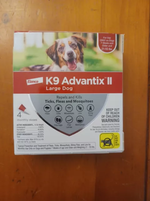 K9 Advantix II Flea Medicine Large Dog 4 Month Supply Pack K-9 21- 55 lbs  Ticks