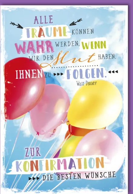 Schöne Konfirmationskarte Spruch Träume Luftballons