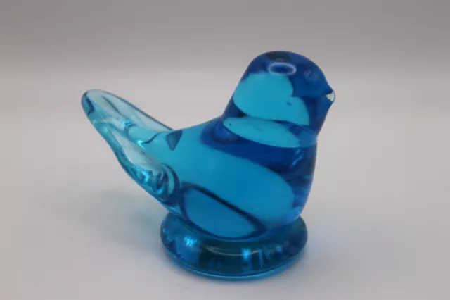 VTG Leo Ward Art Glass Blue Bird of Happiness Signed 1985 Figurine Paperweight