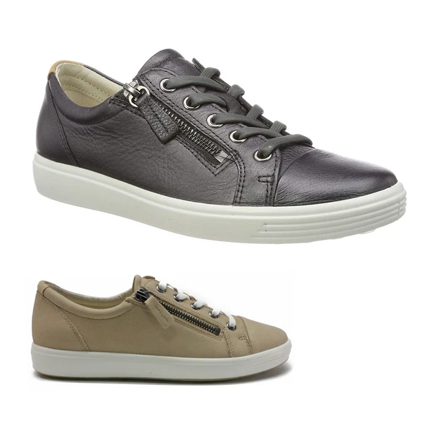 Ecco Womens Shoes Soft 7 430853 Casual Lace-Up Zip-Up Low-Profile Leather