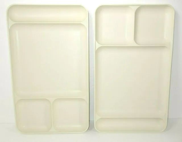Tupperware Divided TV Tray Plate Lunch Picnic Camping Platter #1535 Lot Set 2