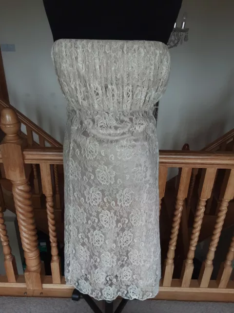 Debut Debenhams Gold Nude Lace Dress Size 18/20