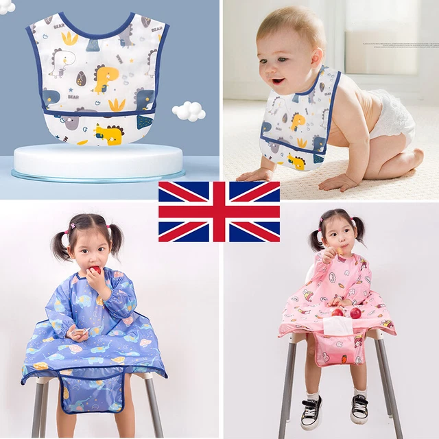 Baby Kids Bibs Long Sleeve Weaning Feeding Apron Coverall Highchair Xmas W