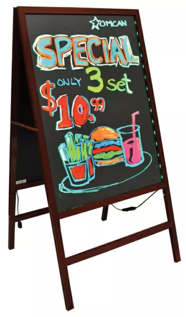 Large LED Message Writing Board, 19" x 26" Illuminated Erasable Neon Menu Sign