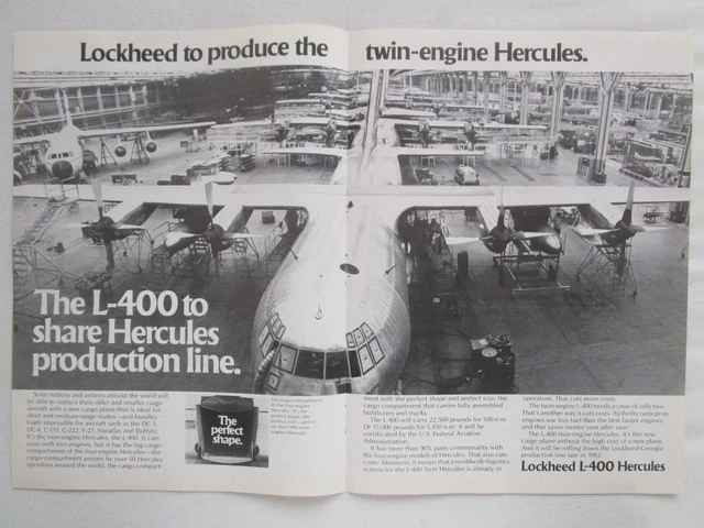 Lockheed 4 Engine 2/1980 PUB LOCKHEED L-400 Twin Engine Hercules Cargo Aircraft ...