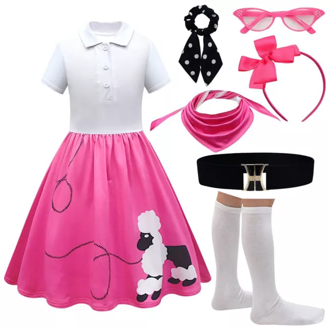 Kids Girls Outfits Waistband Poodle Dress Costumes Cosplay Costume Stockings