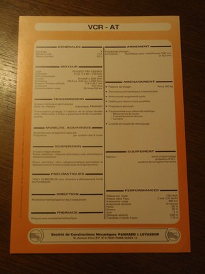 FICHA TÉCNICA BLINDADO Panhard VCR En EUR 3,88