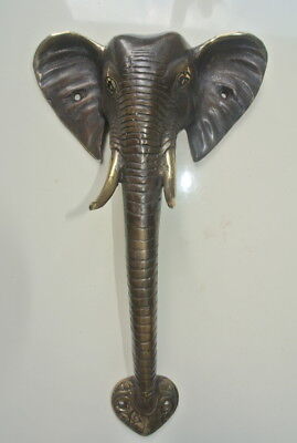 Elephant DOOR pull tusks handle 10.1/2 " long solid aged BRASS trunk door ear B