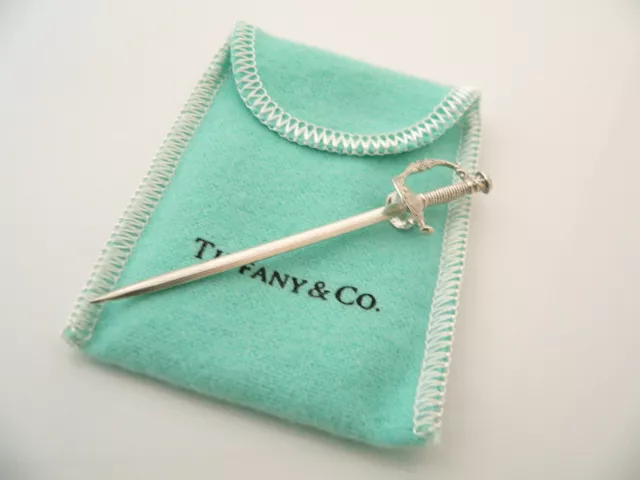 Tiffany & Co Sterling Silver Sword Martini Cocktail Pick Picks Rare Gift Pouch