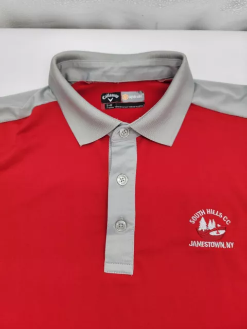 South Hills Country Club Golf Mens Polo Shirt Red Callaway Opti-Dri LG Jamestown