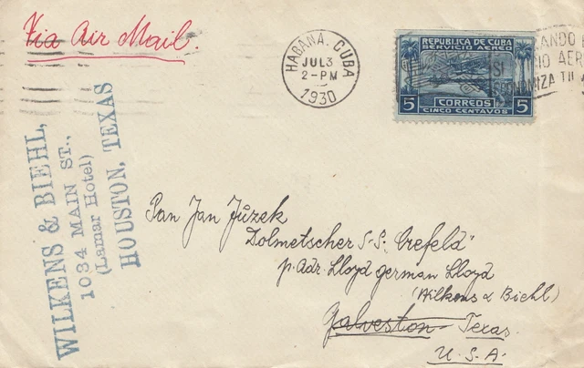 1930: Lamar Hotel Houston / Texas From Habana to A Lloyd Interpreter