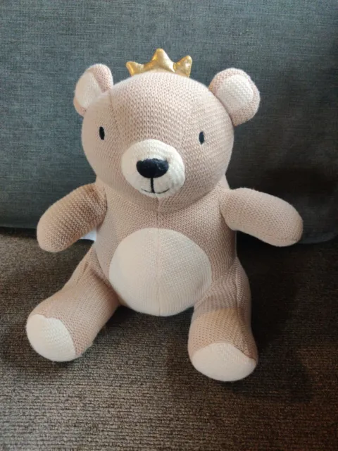 Baby Aspen Knit Bear Plush Wearing Crown