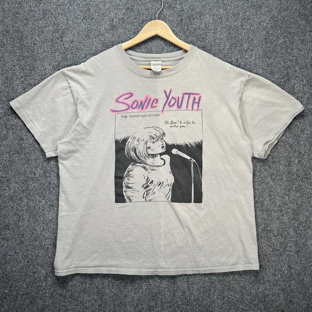 VINTAGE SONIC YOUTH Shirt Mens XL Gray Y2K Sound Was Double Band Tee