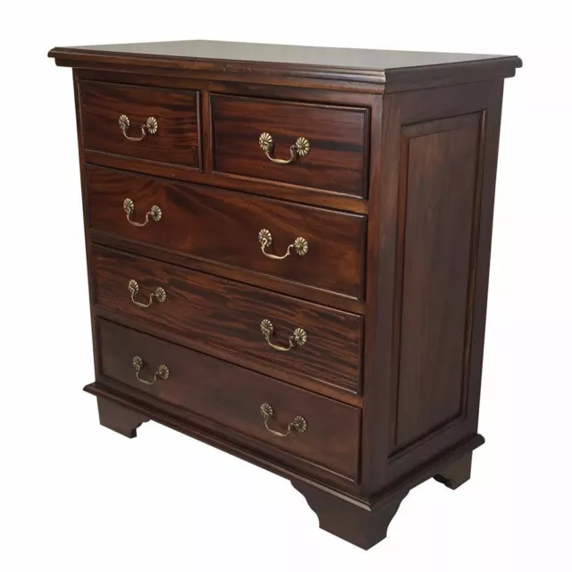 Solid Mahogany Wood Chest 5 Drawers / Bedroom Furniture Antique Victorian Style