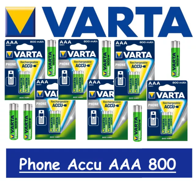 Marken Akku Varta Phone Akku Accu Batterien AAA Mignon 800 mAh 1 - 20 Stück wahl