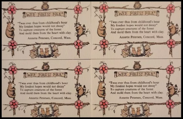 Wee Forest Folk Vintage Poem Card By Annette Petersen (Set Of 4)