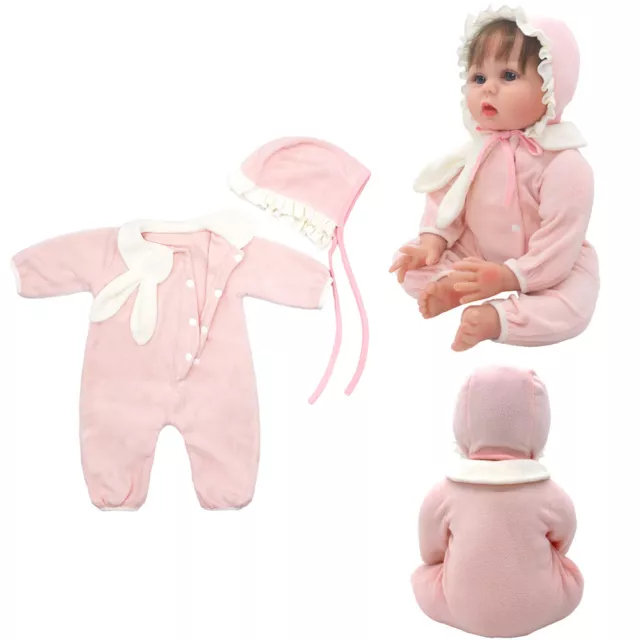 2PCS/Set Newborn Girl Pink Outfits Dolls Clothes Fit for 17~20" Reborn Baby Doll