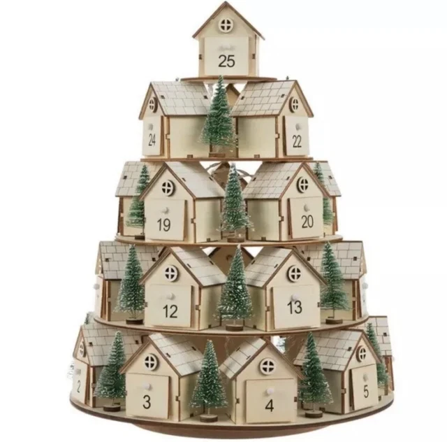 HOBBY LOBBY WOOD CHRISTMAS TREE ADVENT CALENDAR 2023 LIGHTS UP !! Brand
