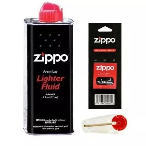 Zippo Recharge d'essence pour briquet + mèche + 6 pierres 125 ml