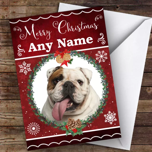 English Bulldog Dog Traditional Animal Personalised Christmas Card