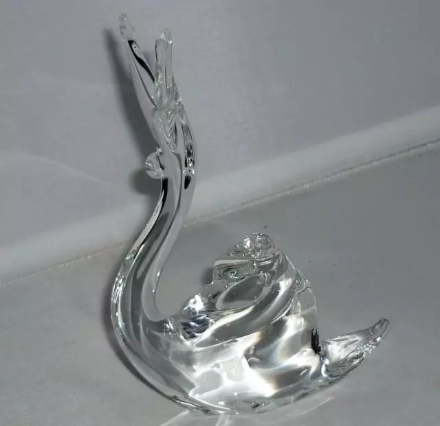 Lovely Vintage Retro Large Murano Clear Glass Snail Paperweight Ornament