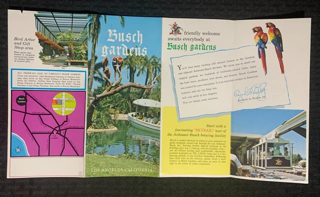 1960's BUSCH GARDENS Souvenir Fold-Out FN 6.0 Los Angeles California