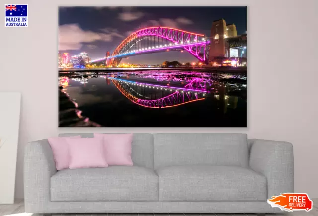 Sydney Harbour Bridge Night View Wall Canvas Home Decor Australian Made Quality