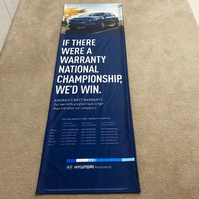 Hyundai Assurance Blue Vertical 6x2' Dealership Showroom Display Sleeve Banner
