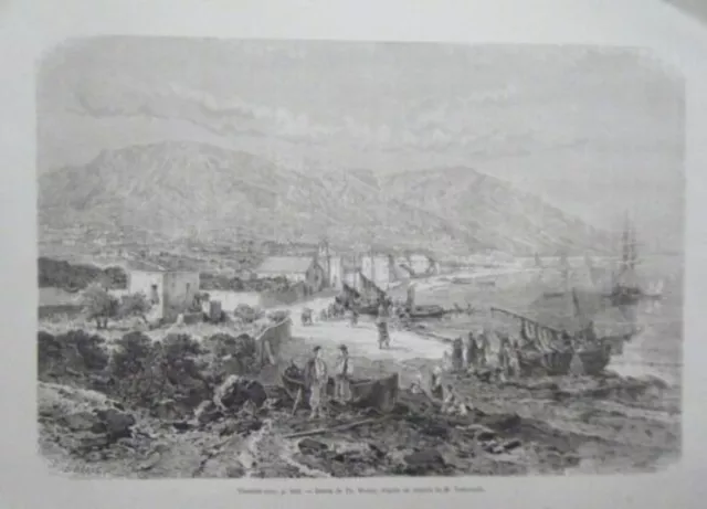 GRAVURE SUR BOIS 19ème COUVENT DE NEAMONI TURQUIE