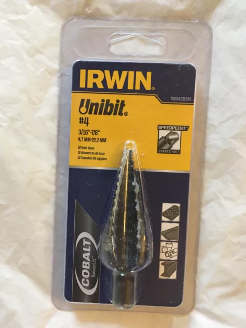 NEW Irwin #4 Unibit 3/8-in 12-Step Drill Bit (3/16-in to 7/8-in) 10234CBSM