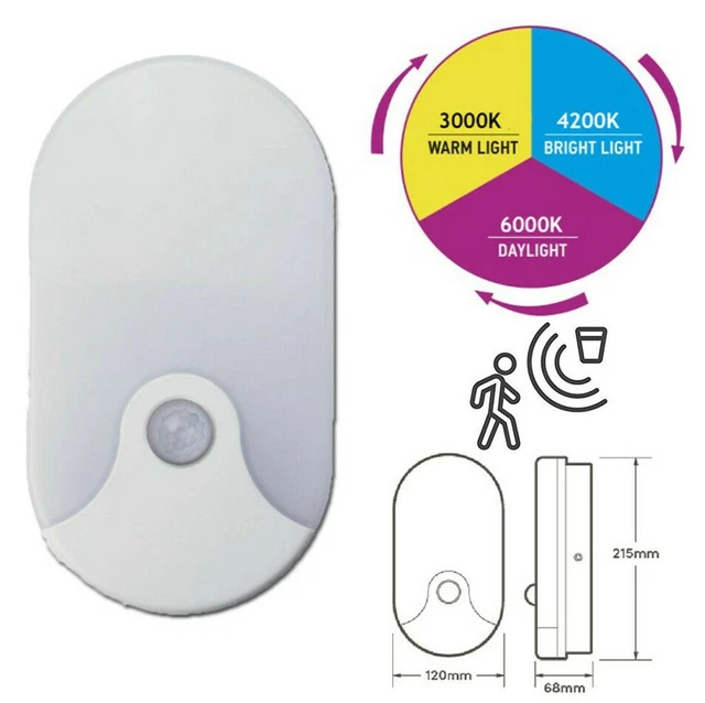 MOTION OUTDOOR LED Bulkhead Movement Sensor PIR Wall Light IP54 Adjustable CCT £26.85 PicClick UK