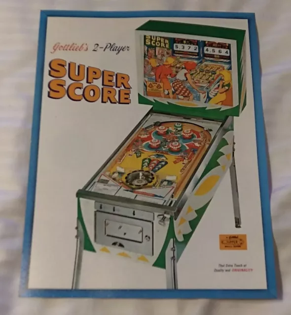 Gottlieb's Super Score Pinball Machine Advertising Flyer Vintage Rare Nice!