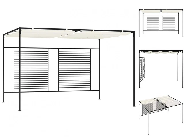 Pavillon Mit Ausziehbarem Dach 3x4x2,3 M Cremeweiß 180 G/m² Garten