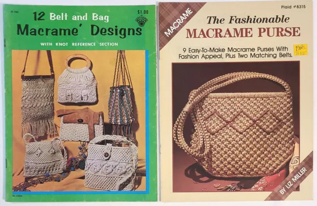 12 libros de diseño de macrame 1971 y el bolso de macrame de moda 1988